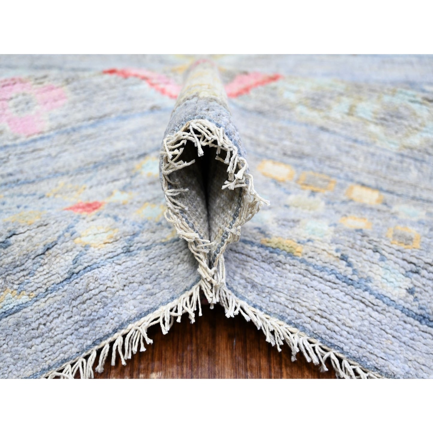 8'2"X9'8" Gray Wool Hand Knotted Beni Ourain Moroccan Berber Design Rug