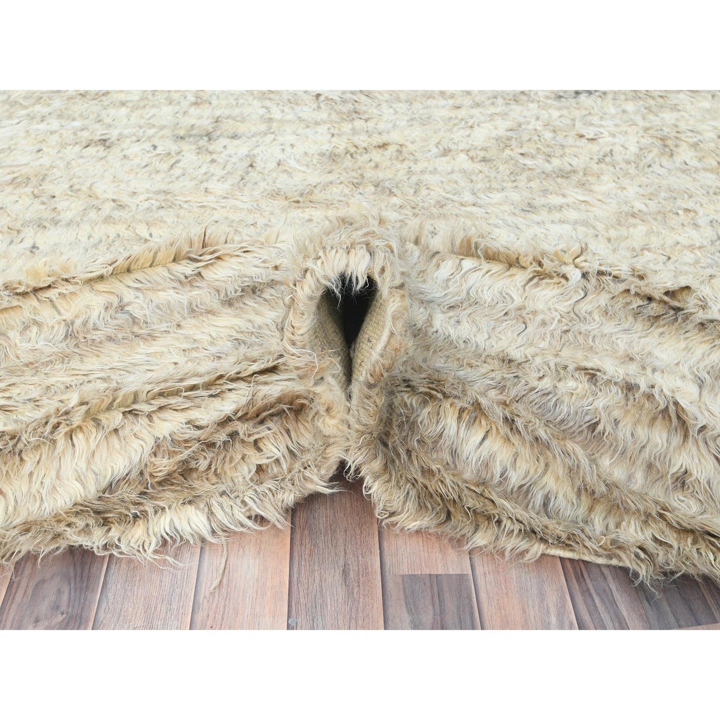 10'1"X10'1" Bone Ivory Wool Hand Knotted Moroccan Berber Round Rug