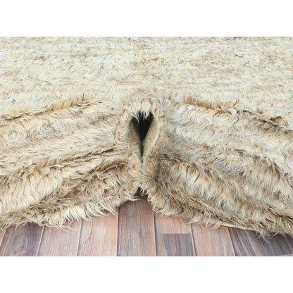 10'1"X10'1" Bone Ivory Wool Hand Knotted Moroccan Berber Round Rug