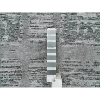 3'X5'1" Gray Modern Design Hand Spun Undyed Natural Wool Hand Knotted Rug