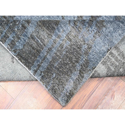 8'10"X12'1" Blue Gray Modern Tree Design 100% Wool Hand Knotted Rug
