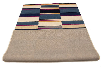 Hand-Tufted Multicolored Stripes Rug Modern Kids