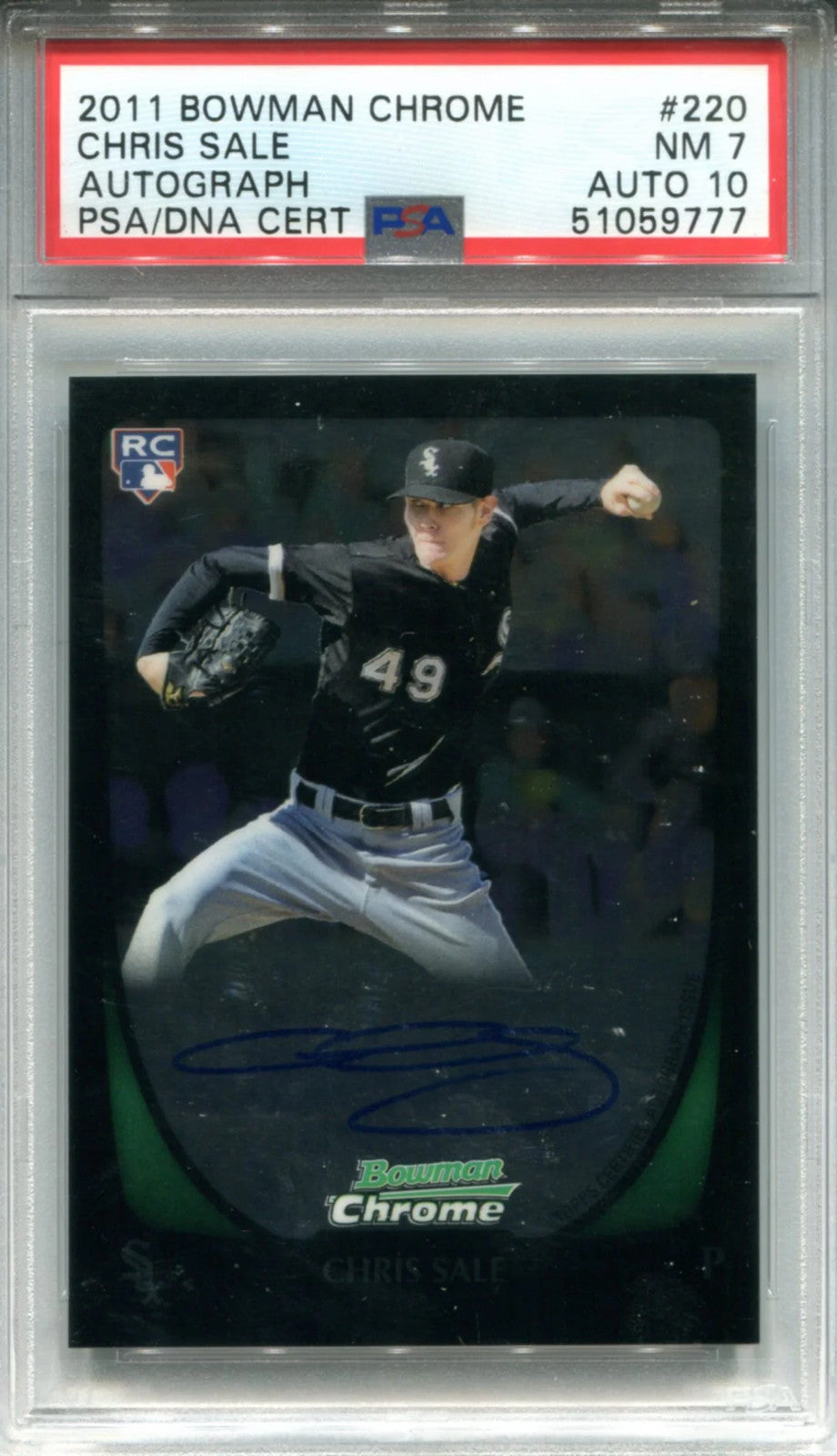 Chris Sale Autographed 2011 Bowman Chrome Rookie Card (Psa)