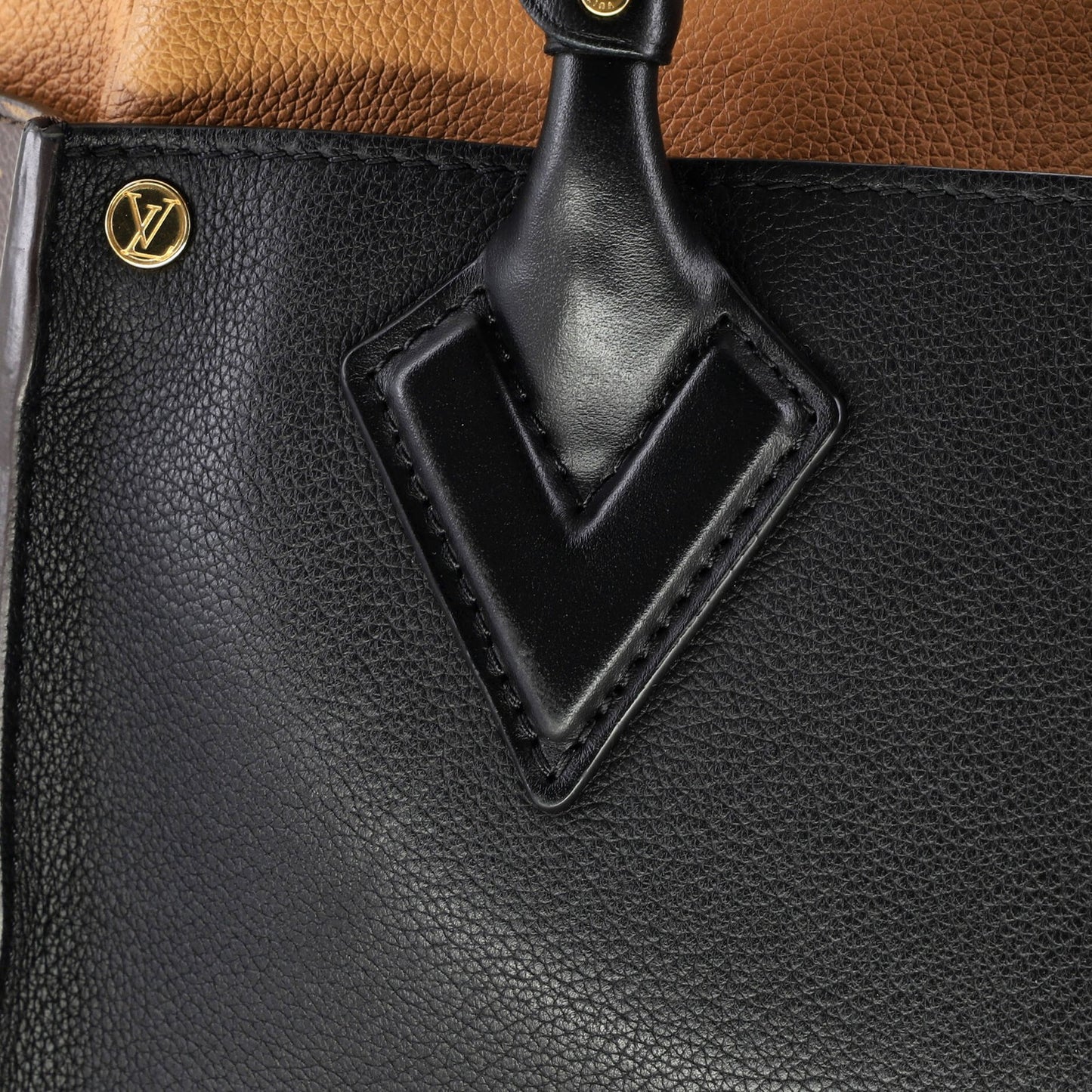 Louis Vuitton On My Side Tote Leather With Monogram Canvas Mm