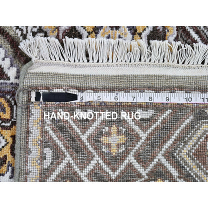 6'2"X9'3" Wool & Silk Mughal Inspired Medallions Design Hand Knotted Rug