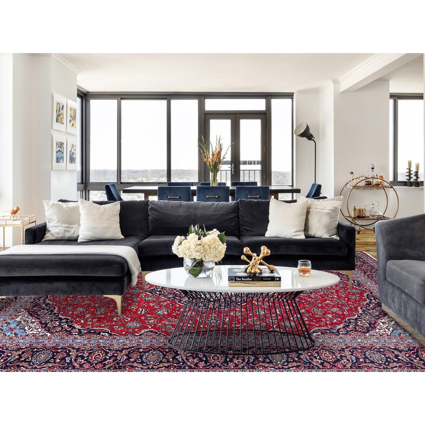 9'6"X13'5" Portia Red Hand Knotted Wool Tribal Floor Vintage Kishoon Rug