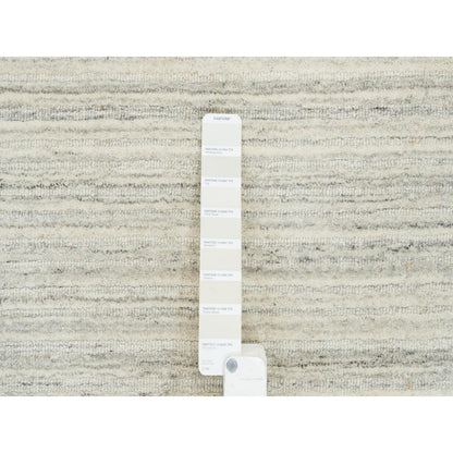 6'1"X9' Ivory Modern Design Hand Loomed Undyed Natural Wool Rug
