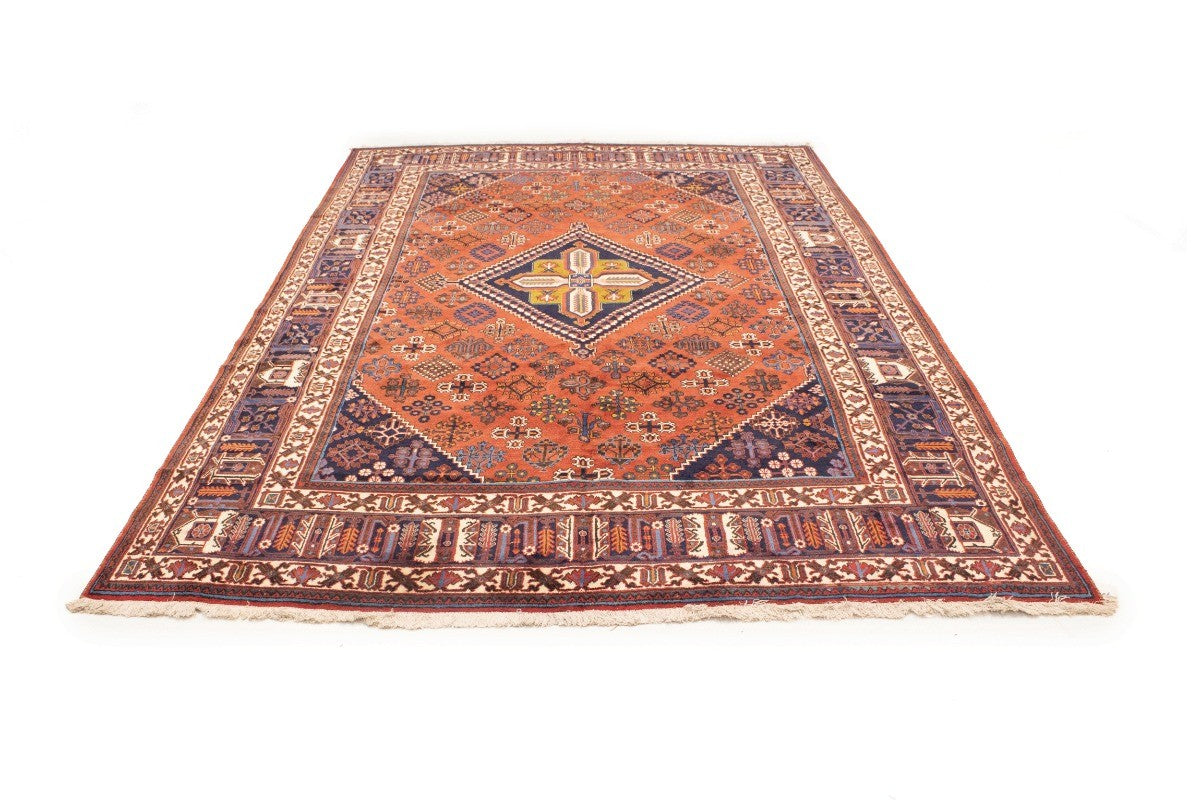 Rug handmade vintage wool oriental carpet 8x12 geometric tribal farmhouse