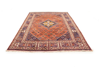 Rug handmade vintage wool oriental carpet 8x12 geometric tribal farmhouse