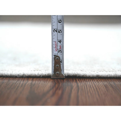 2'8"X15' White Hand Knotted Stone Washed Peshawar Pure Wool Runner Rug