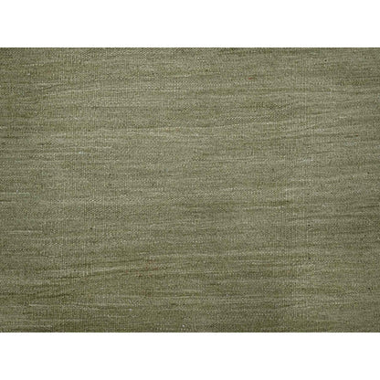 9'1"X12' Swamp Green Solid Design Hand Woven Afghan Hand Spun Wool Rug