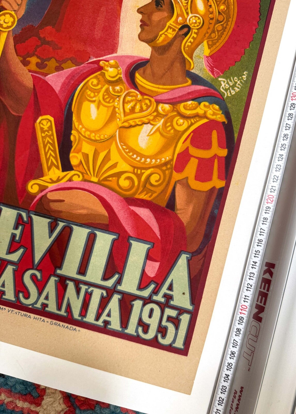 Semana Santa Sevilla Pablo Sebastian Litho 1951 Spanish Travel Poster