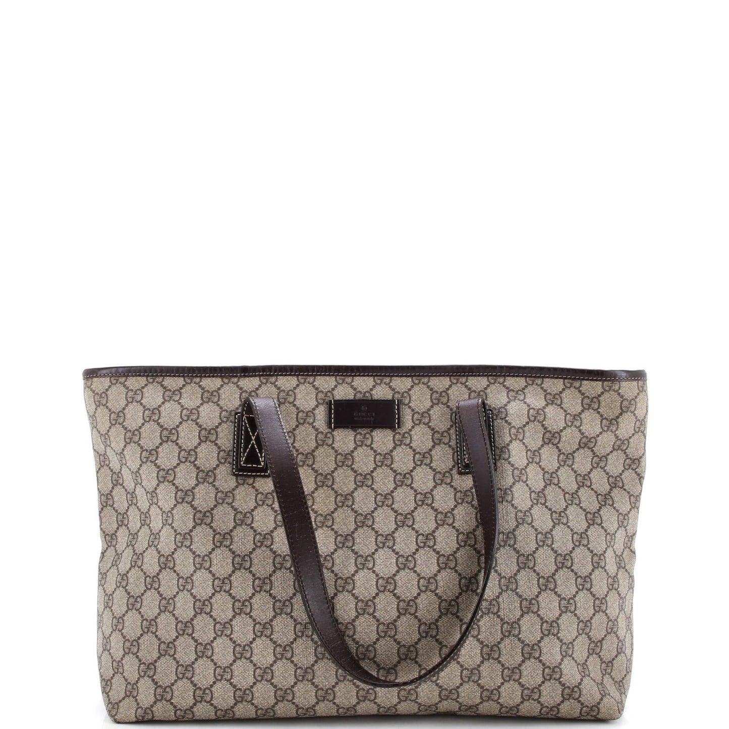Gucci Plus Tote Gg Coated Canvas With Leather Large