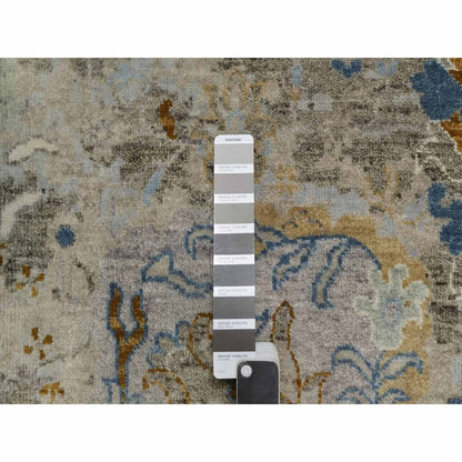 2'X3'1" Ivory Broken Pattern Oushak Design 100% Wool Hand Knotted Mat Rug