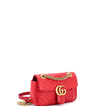 Gucci Gg Marmont Flap Bag Matelasse Leather Mini