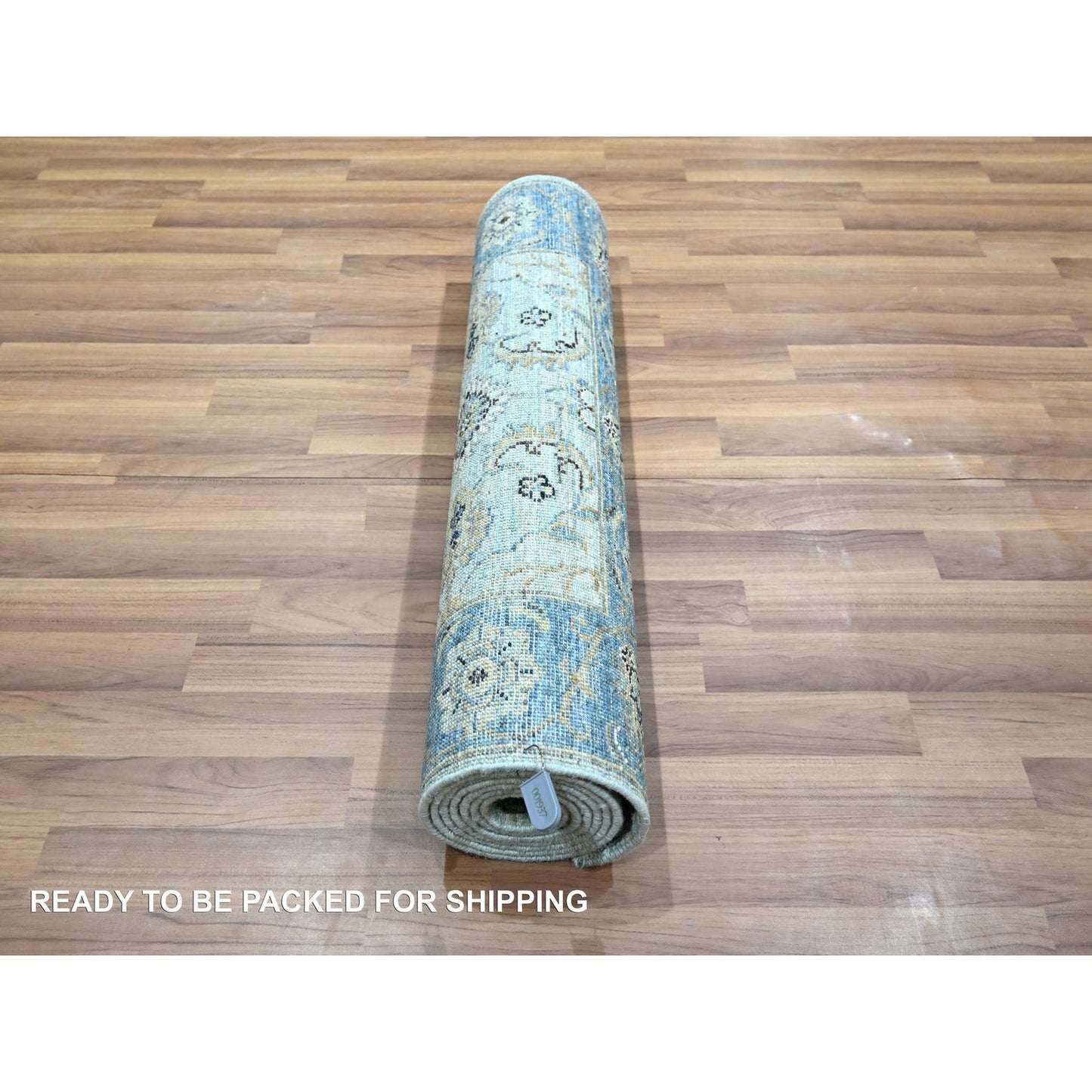 2'7"X8'1" Blue Shah Abbas Flower Design Agra Wool Hand Knotted Runner Rug