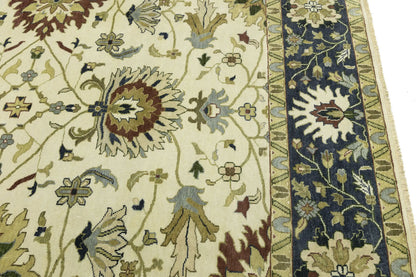 10X10 Ft Square Handmade Cream Floral Chobi