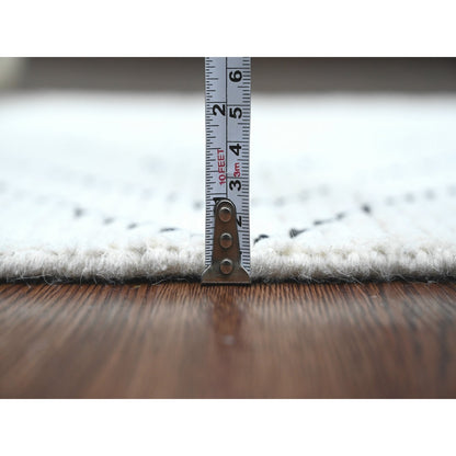 3'X12'8" White Geometric Moroccan Weave Soft Wool Hand Knotted Runner Rug