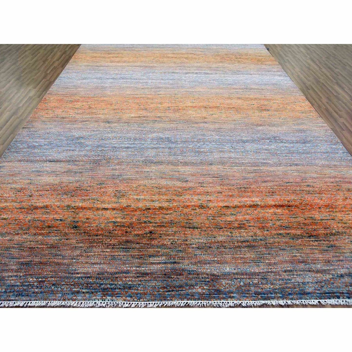 10'3"X14' Orange Modern Chiaroscuro Collection Hand Knotted Wool Rug