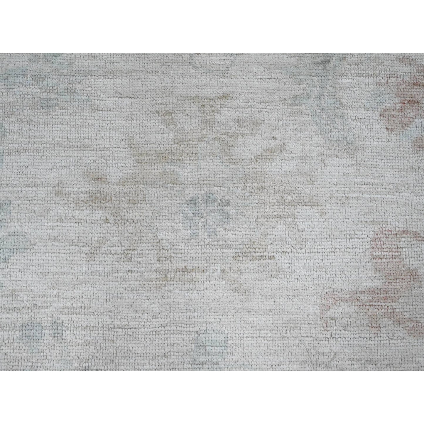 8'X9'7" Misty Gray Afghan Angora Oushak Pure Wool Hand Knotted Rug