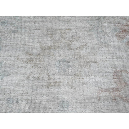 8'X9'7" Misty Gray Afghan Angora Oushak Pure Wool Hand Knotted Rug
