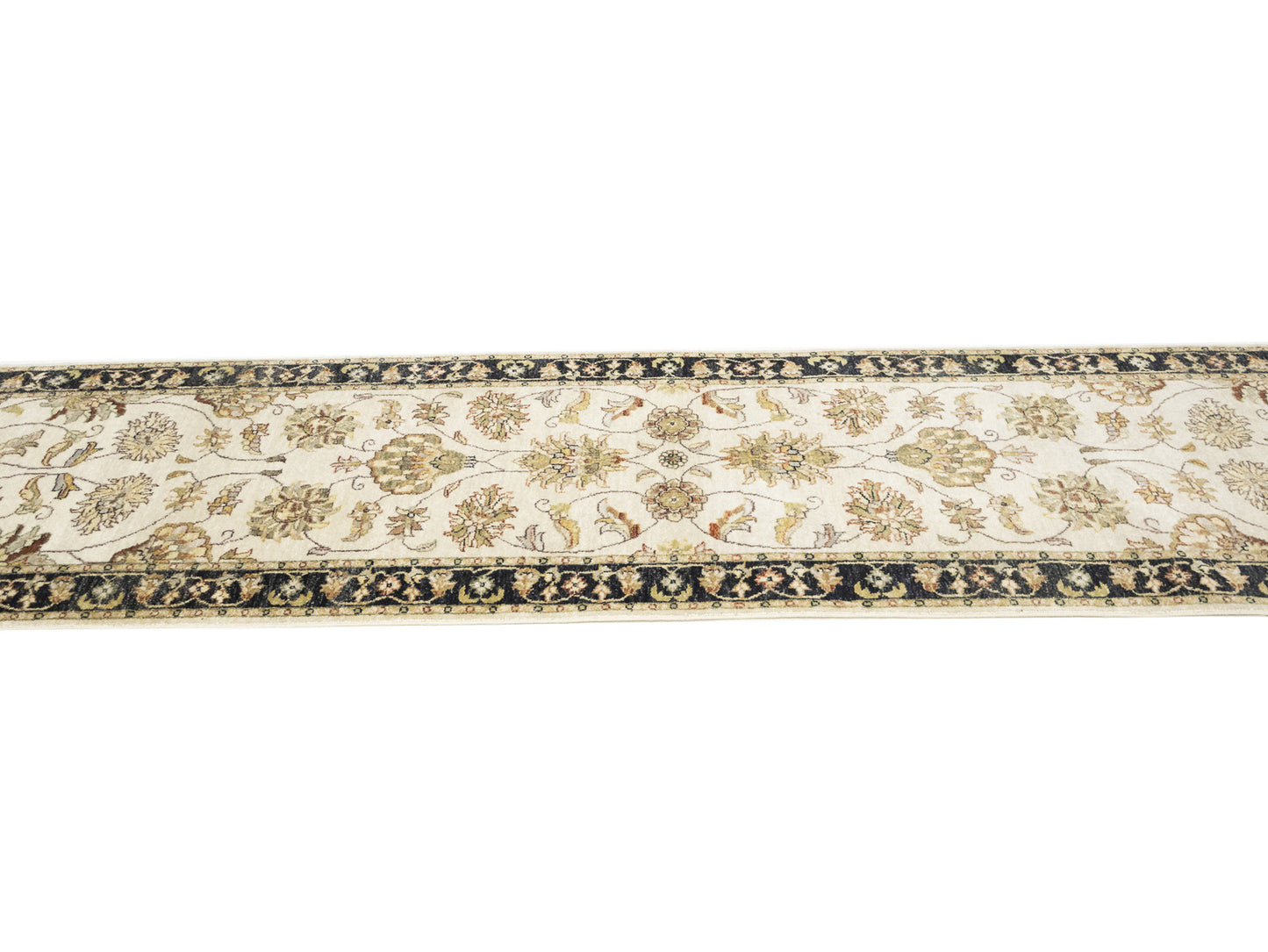 Hand-Knotted Agra Jaipur Runner Rug Floral Wool