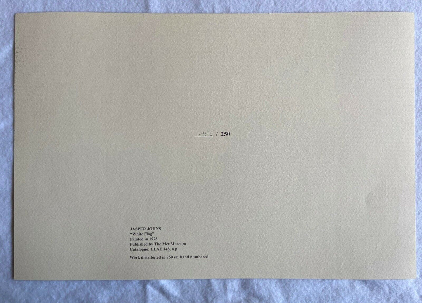 Jasper Johns Lithograph Met Museum Coa Numbered Limited Published