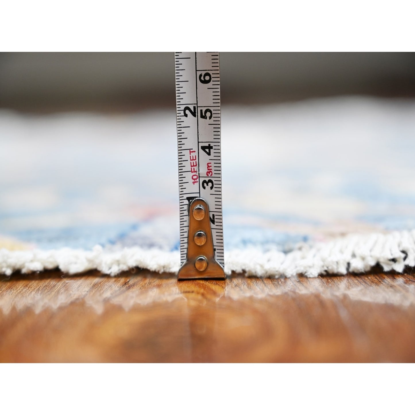 6'X6' Uranian Blue Wool Peshawar Birds Of Paradise Hand Knotted Round Rug