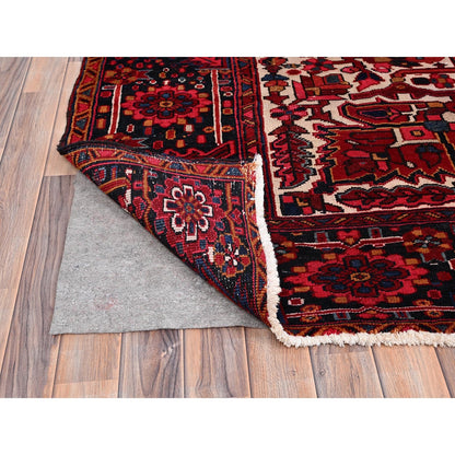 9'7"X12'6" Dutch Tulip Red Semi Antique Hand Knotted Heris Shiny Wool Rug