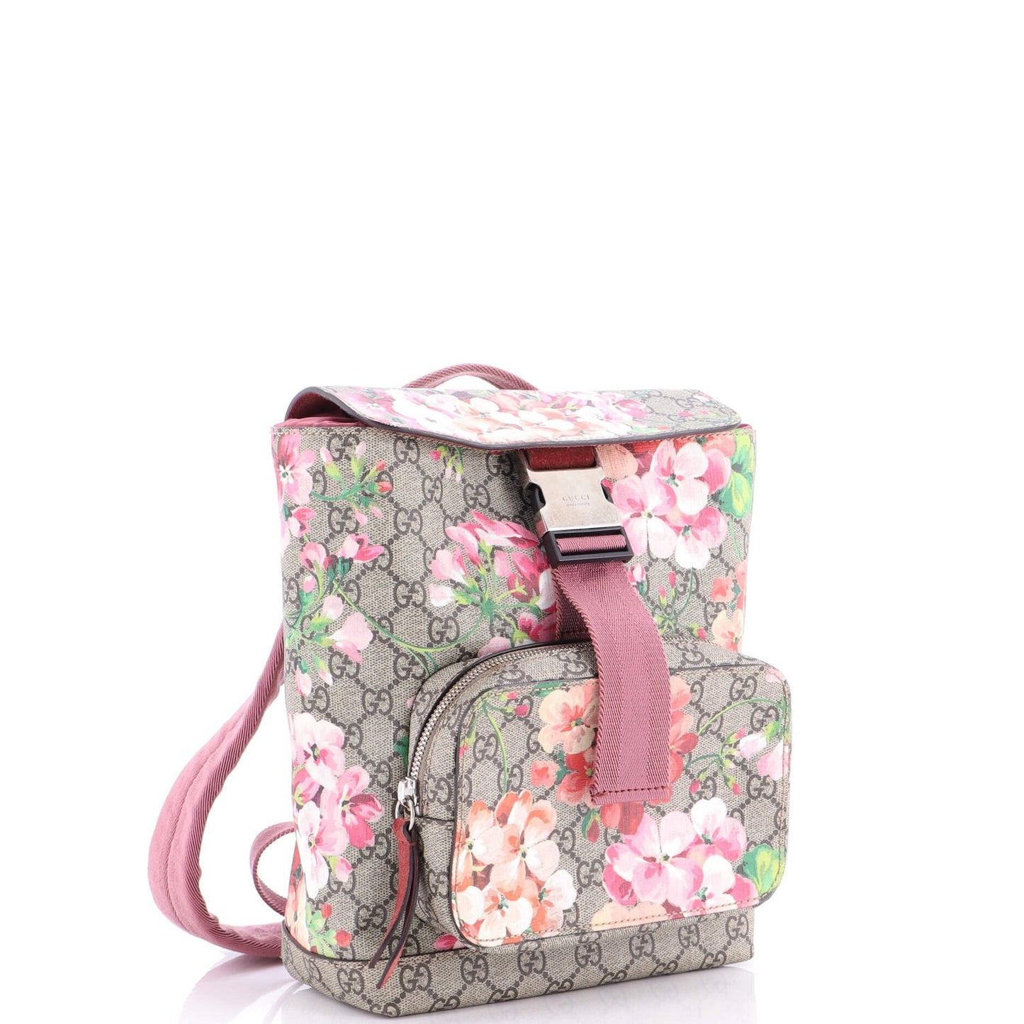 Gucci Buckle Backpack Blooms Print Gg Coated Canvas Small