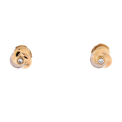 Cartier Trinity Stud Earrings 18K Tricolor Gold With Diamond Mini