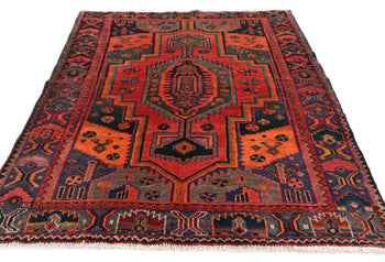 Handmade Vintage Tribal Red Floral Wool 4'8X6'4