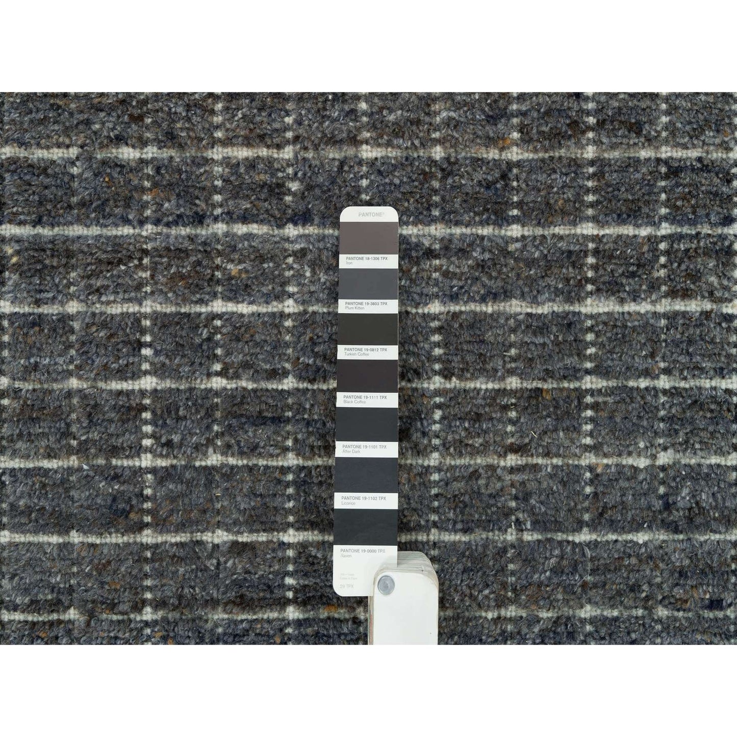 12'X14'9" Gray Loomed Knotted Modern Box Design Pure Wool Oversized Rug