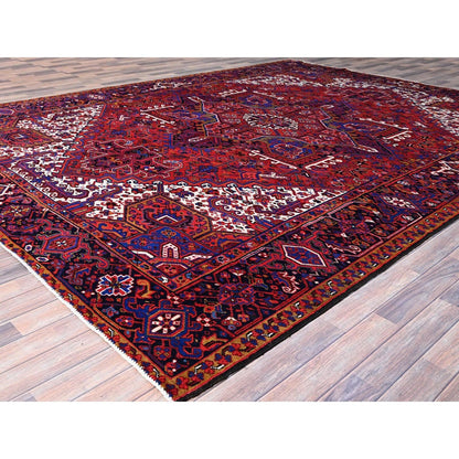 10'X12'9" Goji Berry Red 100% Wool Tribal Weaving Vintage Oriental Rug