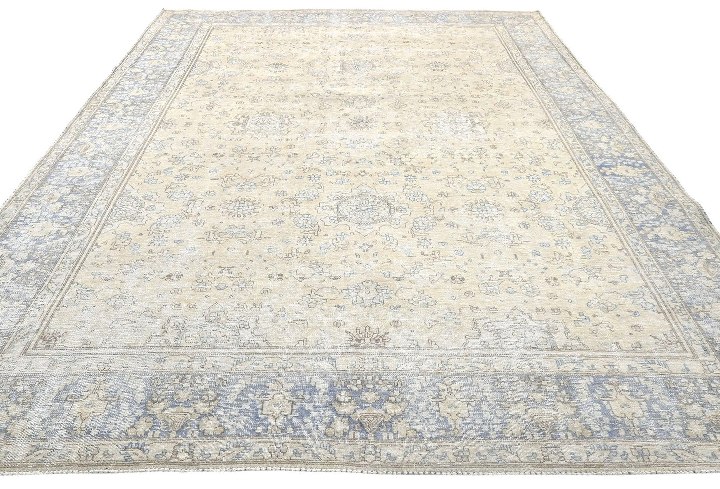 Handmade Antique Muted Distressed Oriental Rug