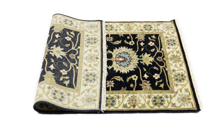 Handmade Black Osh Chobi Peshawar Rug Small