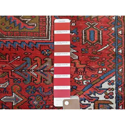 7'6"X10'7" Burnt Peanut Red Vintage Zoroastrian Heris Hand Knotted Rug