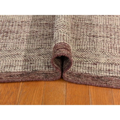 10'X14' Wine Red Plain And Natural Design Oxidized Wool Hand Knotted Rug