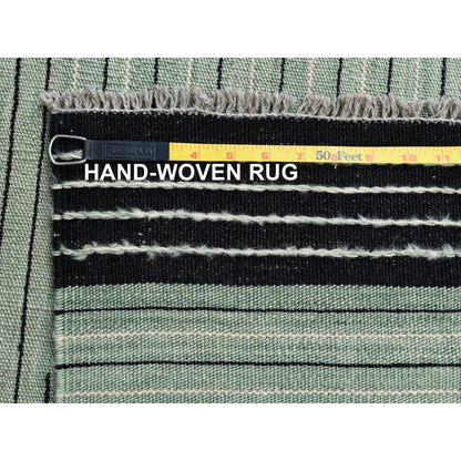 12'6"X15' Light Green Hand Woven Flat Weave Kilim Wool Reversible Rug