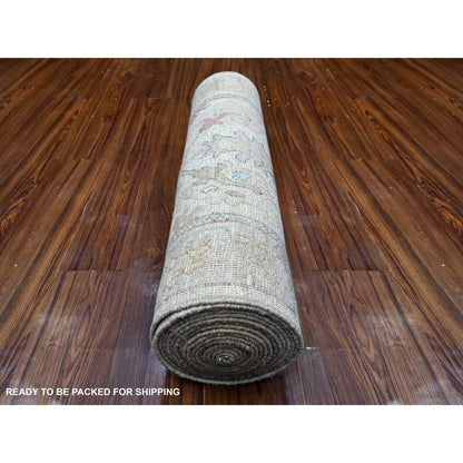2'8"X19'2" Platinum White Angora Oushak Oversized Runner Oriental Rug