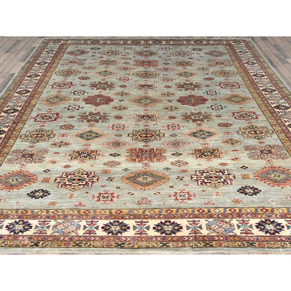 10'X13'6" Light Gray Afghan Super Kazak Soft Wool Hand Knotted Rug