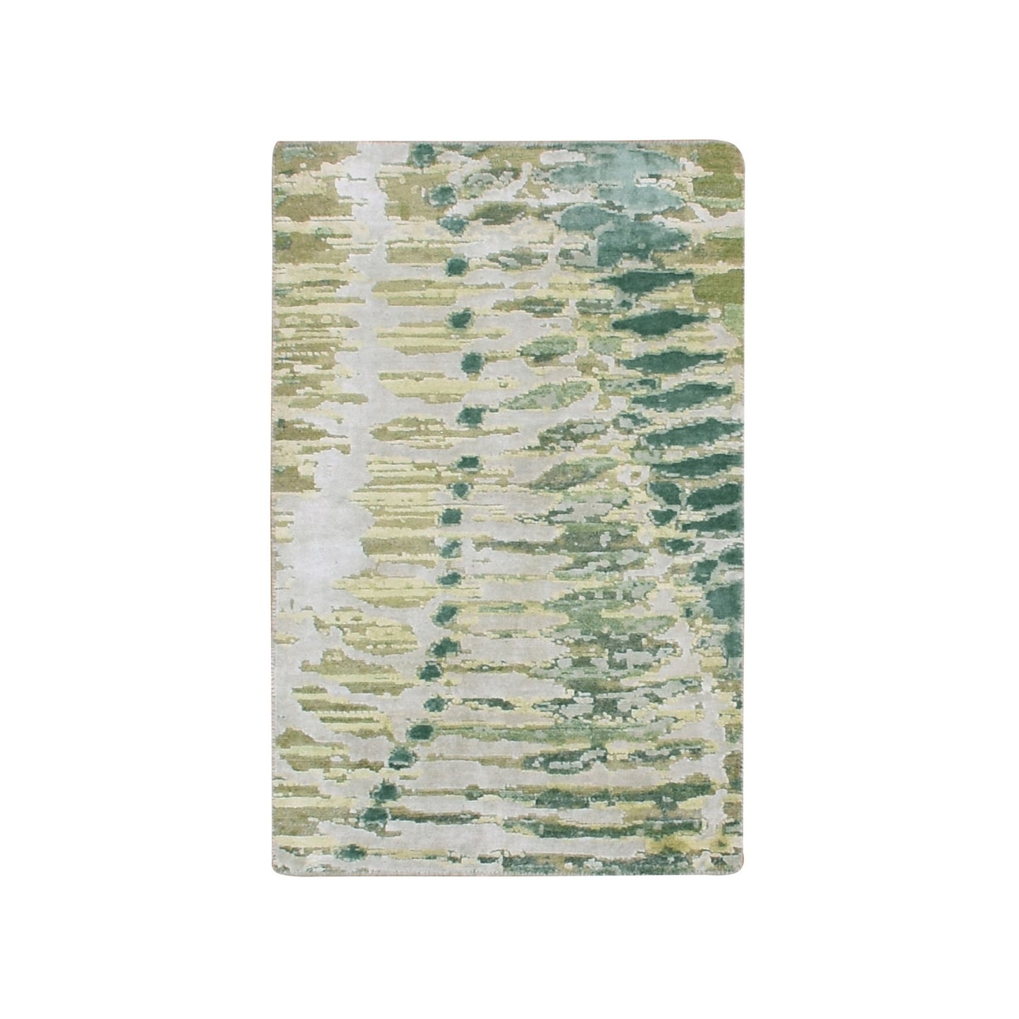 2'X3' Greener Pastures Hand Knotted Silk Crocodile Safari Design Mat Rug