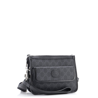 Gucci Interlocking G Patch Wristlet Flap Messenger Bag Gg Coated Canvas Small