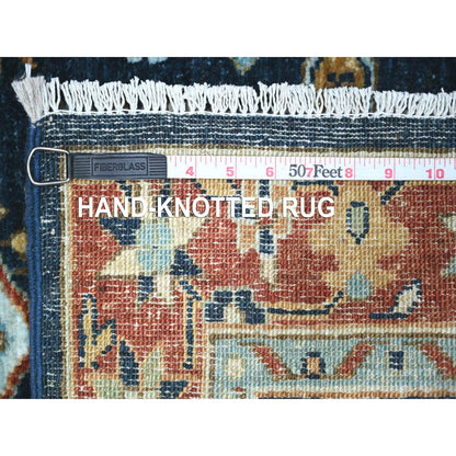 2'6"X6'1" Blue Karajeh Design Pure Wool Fine Aryana Runner Oriental Rug