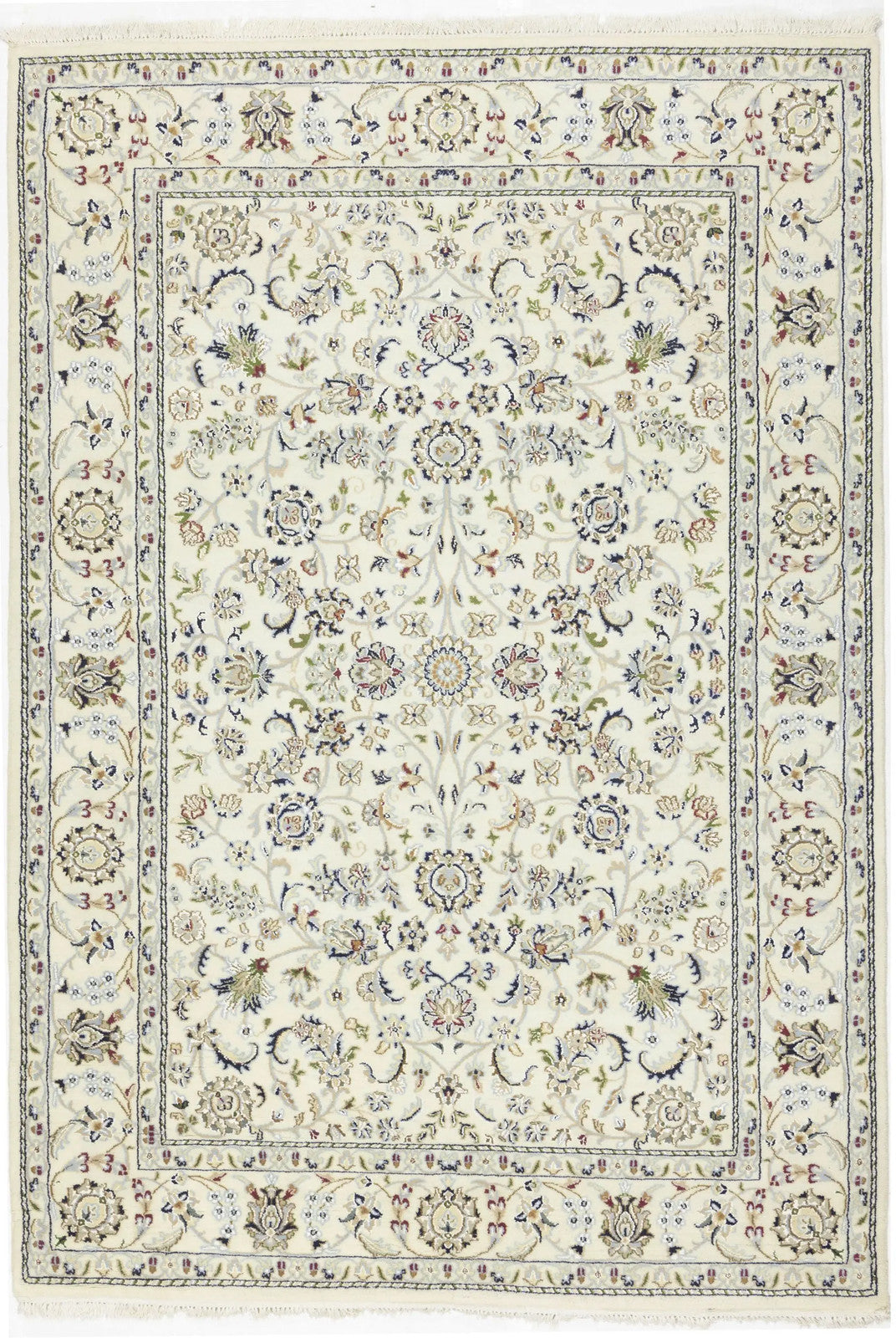 5'5X7'9 Classic Cream Floral Indo-Nain Rug Oriental Living Room Decor Carpet