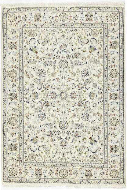 5'5X7'9 Classic Cream Floral Indo-Nain Rug Oriental Living Room Decor Carpet