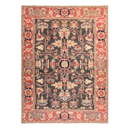 8'10"X11'10" Gray Afghan With Heris Rug All Over Design Hand Knotted Wool