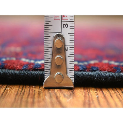 2'8"X9'6" Red Tribal Design Hand Knotted Afghan Khamyab Wool Runner Rug