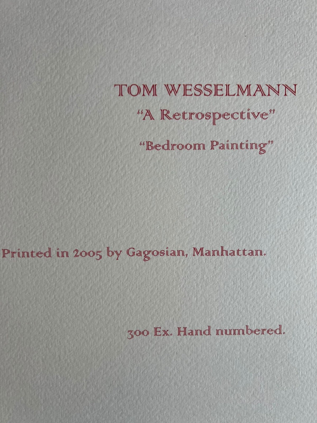 Tom Wesselmann Lithograph Handmade Coa Numbered Signed Op