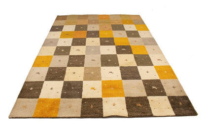 Modern Gabbeh Rug Multicolored Tribal Checker